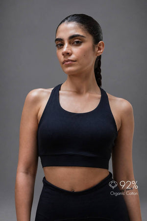 Organic Cotton Full Coverage Sports Bra (Midnight Navy)