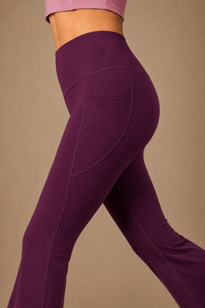 Flared Yoga Leggings (Bio-Poly Edition) (Deep Purple)