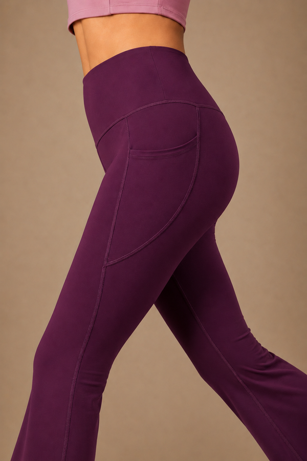 Flared Yoga Leggings (Bio-Poly Edition) (Deep Purple)