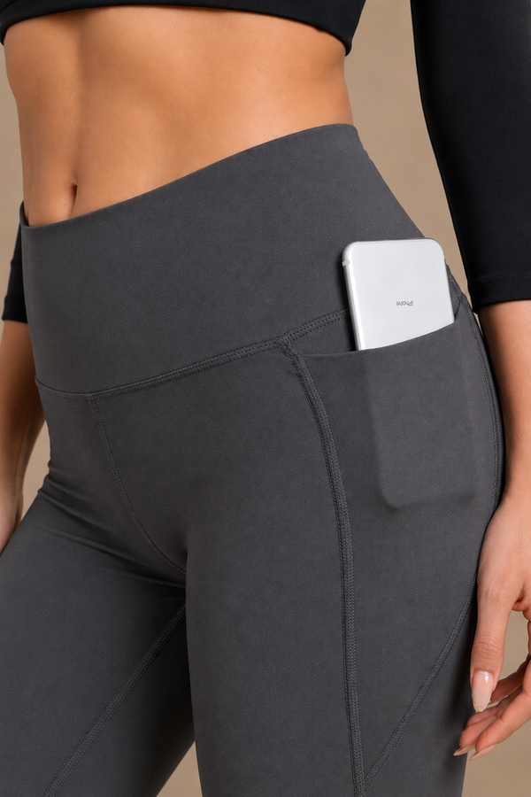 Flared Yoga Leggings (Bio-Poly Edition) (Coal Grey)