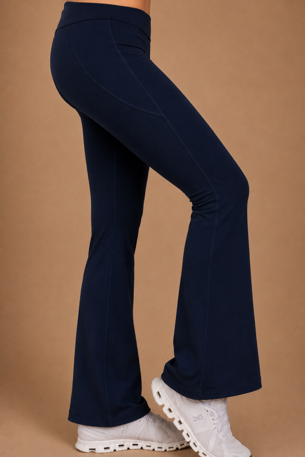 Flared Yoga Leggings (Bio-Poly Edition) (Midnight Navy)