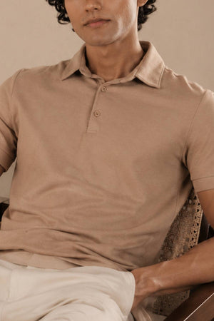 Sorona™ Polo (Light Brown Melange)