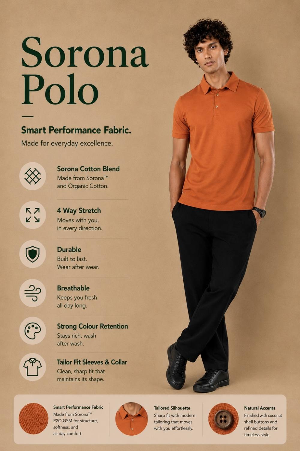 Sorona™ Polo (Raw Cinnamon)