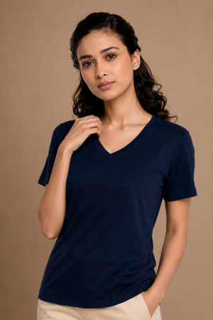 Bamboo Lounge V-Neck T-Shirt (Midnight Navy)