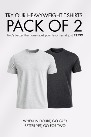 Carbon Heavyweight T-Shirt - Light Grey Mel & Coal Mel - Pack of 2
