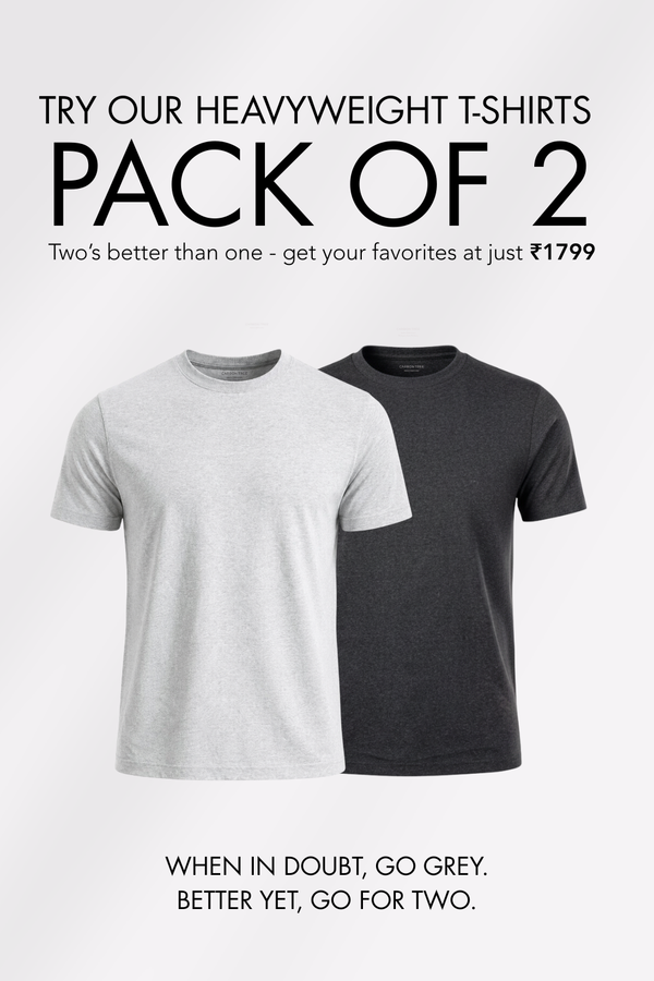 Carbon Heavyweight T-Shirt - Light Grey Mel & Coal Mel - Pack of 2