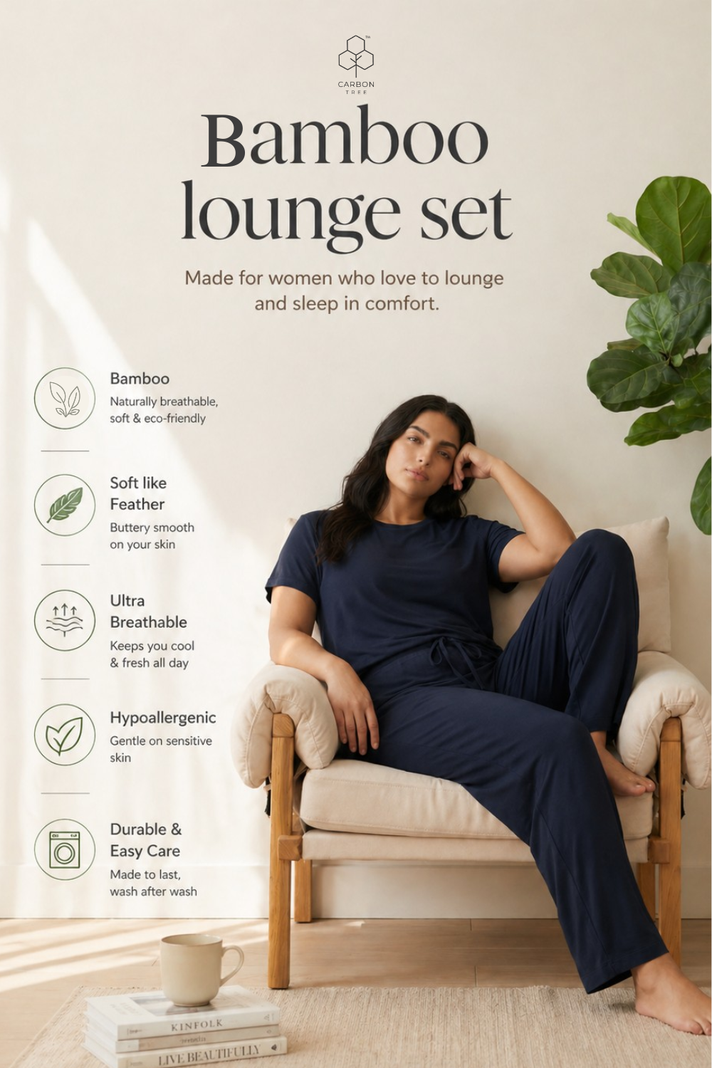 Women’s Bamboo Lounge Set (Midnight Navy)