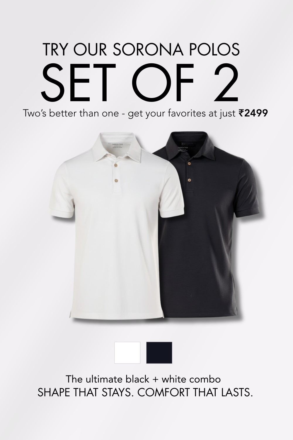 Sorona™ Polo - Black & White - Pack of 2