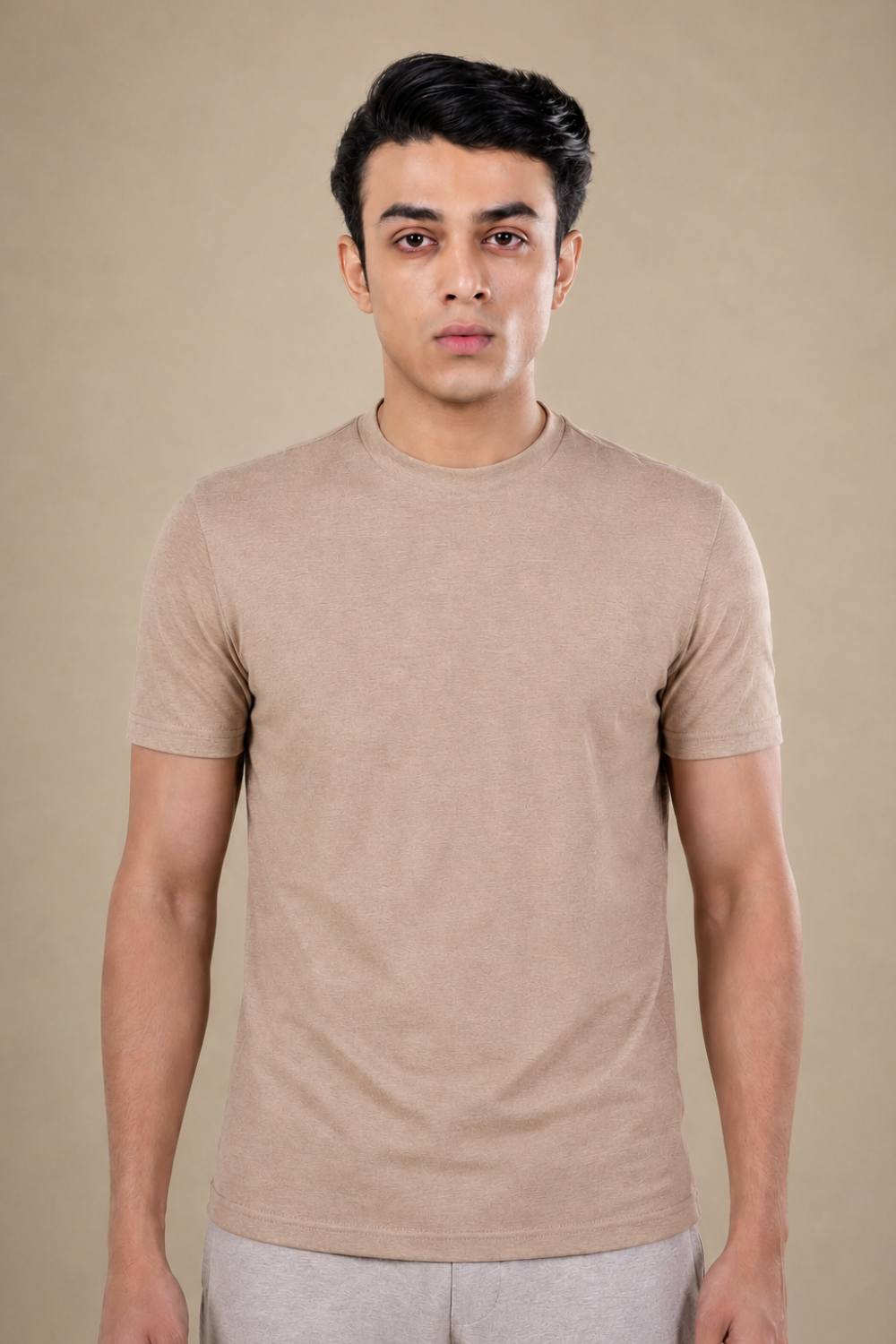 Carbon Heavyweight Melange T-Shirt – Sorona™ (Light Brown Melange)