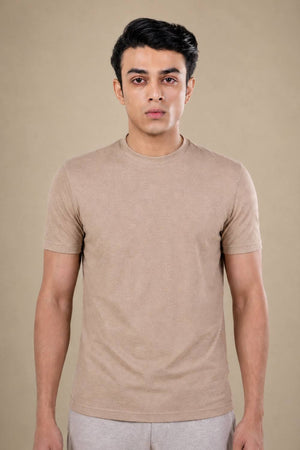 Carbon Heavyweight Melange T-Shirt – Sorona™ (Light Brown Melange)