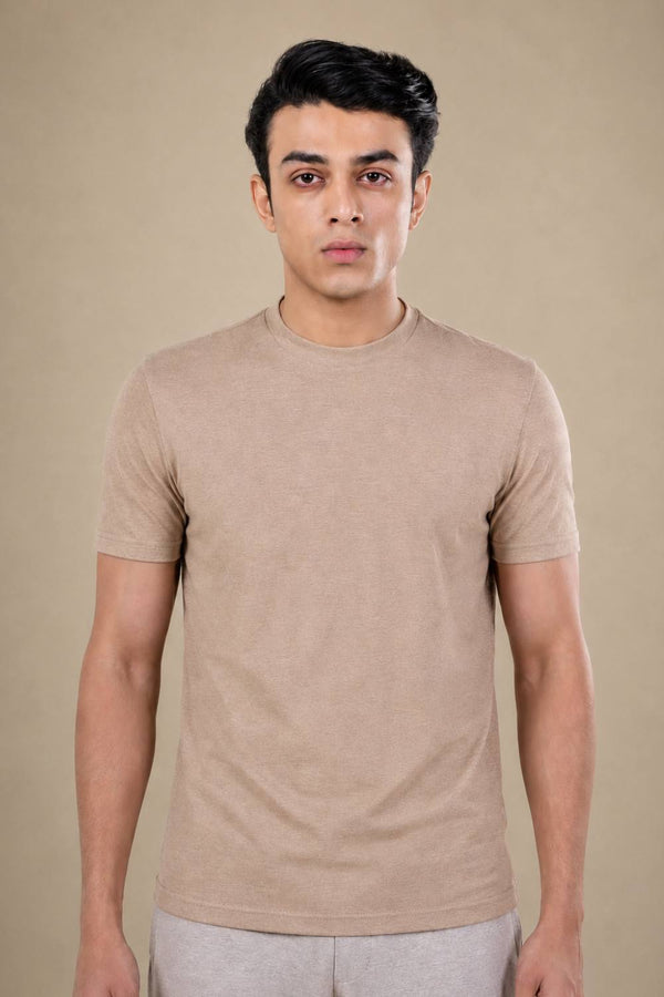 Carbon Heavyweight Melange T-Shirt – Sorona™ (Light Brown Melange)