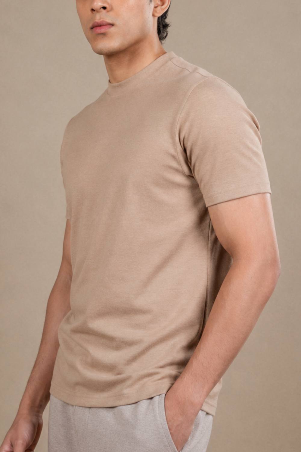 Carbon Heavyweight Melange T-Shirt – Sorona™ (Light Brown Melange)