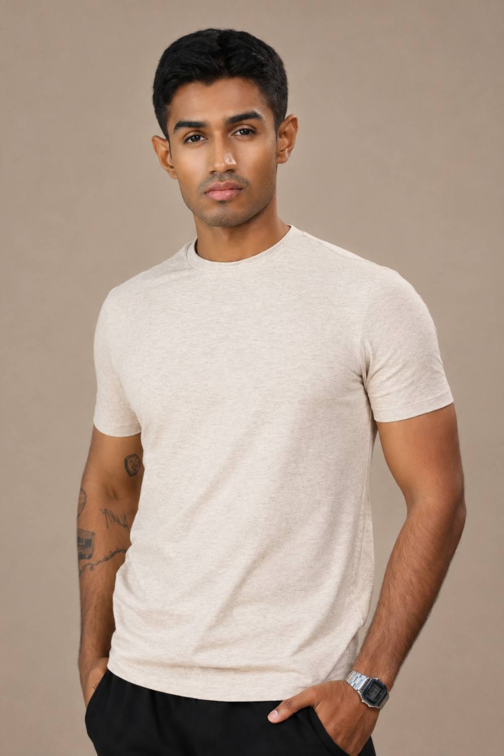 Carbon Heavyweight Melange T-Shirt – Sorona™ (Oat Melange)