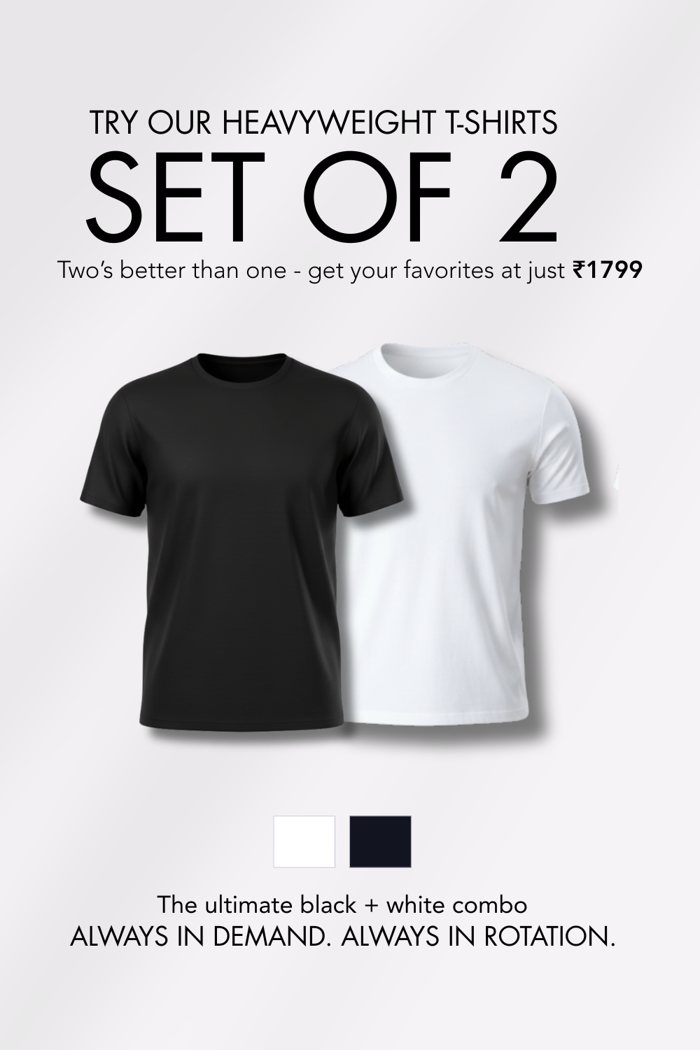 Carbon Heavyweight T-Shirt - Black & White - Pack of 2