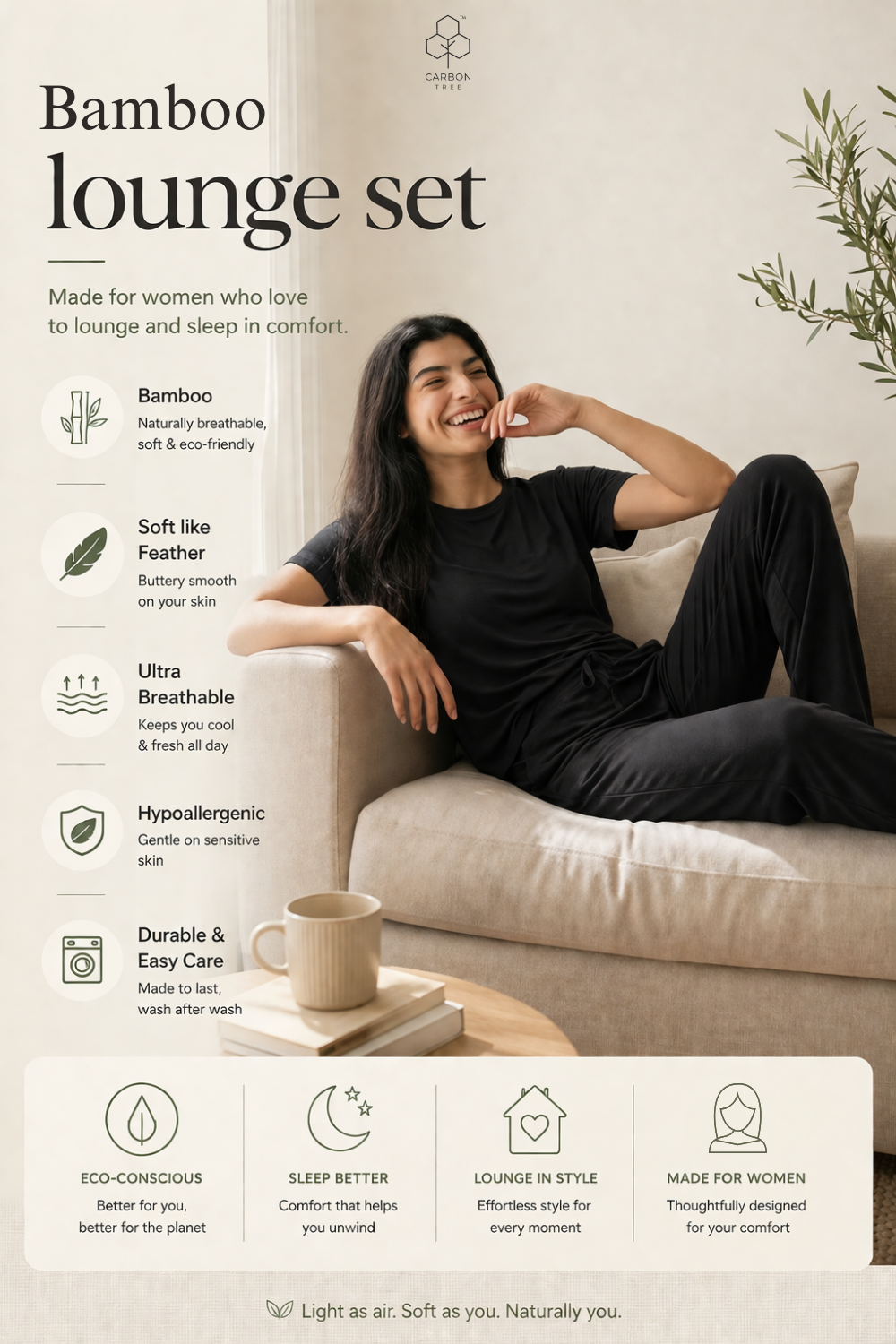 Women’s Bamboo Lounge Set (Carbon Black)