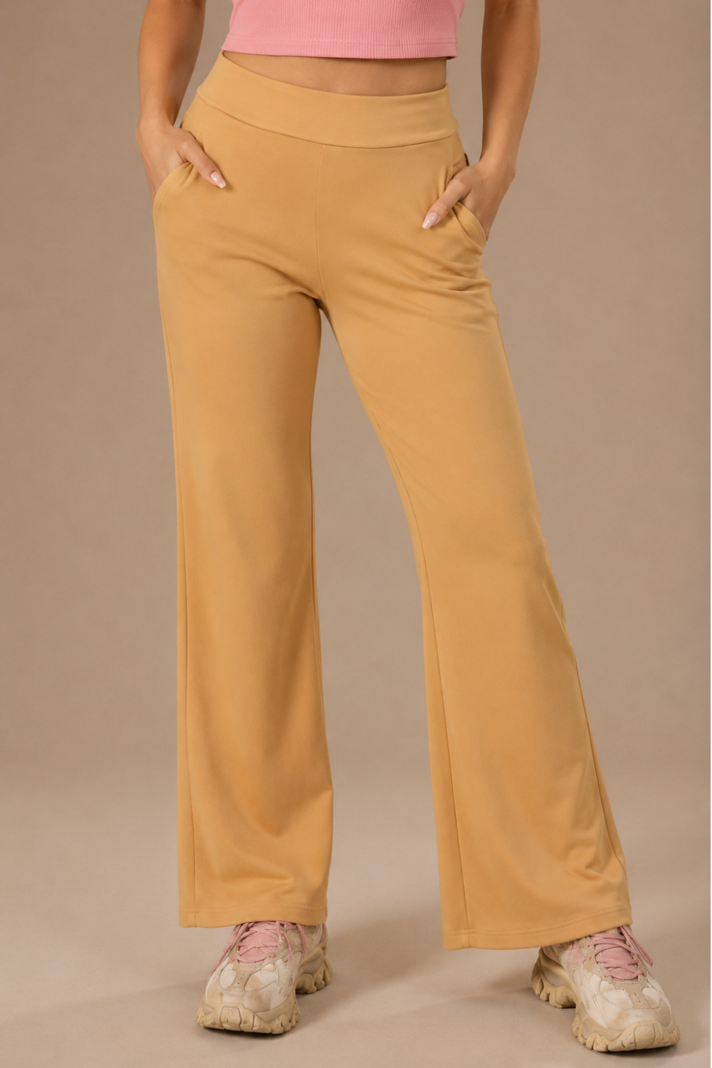 Carbon Straight Pants – EcoCiclo™ Biodegradable Polyester (Latte Brown)
