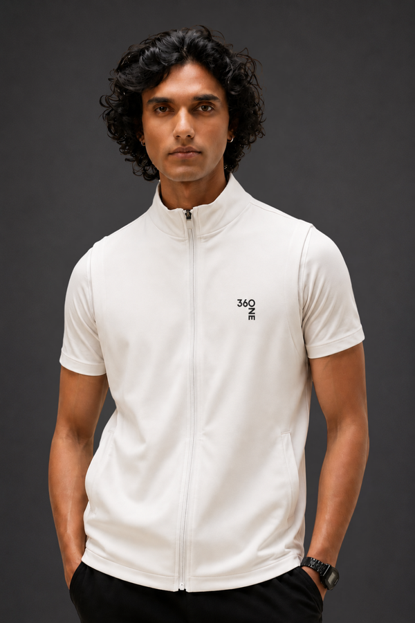 360 ONE Men's Sleeveless Jacket (Chalk)