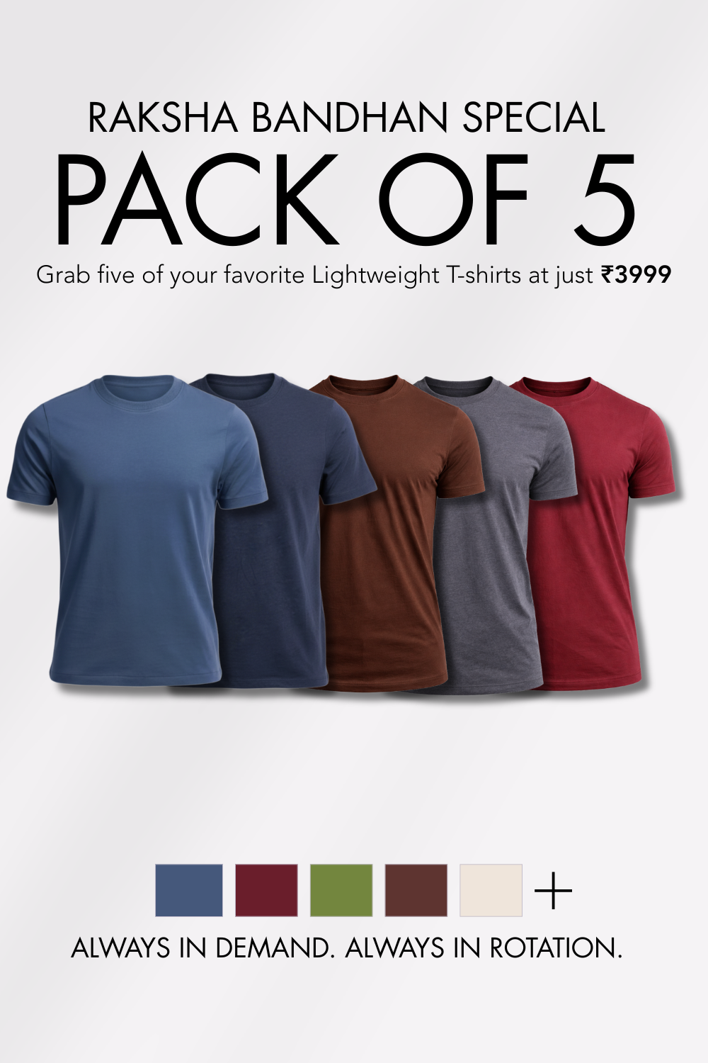 Carbon Lightweight T-Shirt - Pack of 5