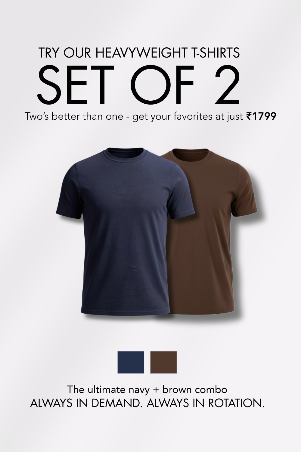 Carbon Heavyweight T-Shirt - Midnight Navy & Chicory Coffee - Pack of 2