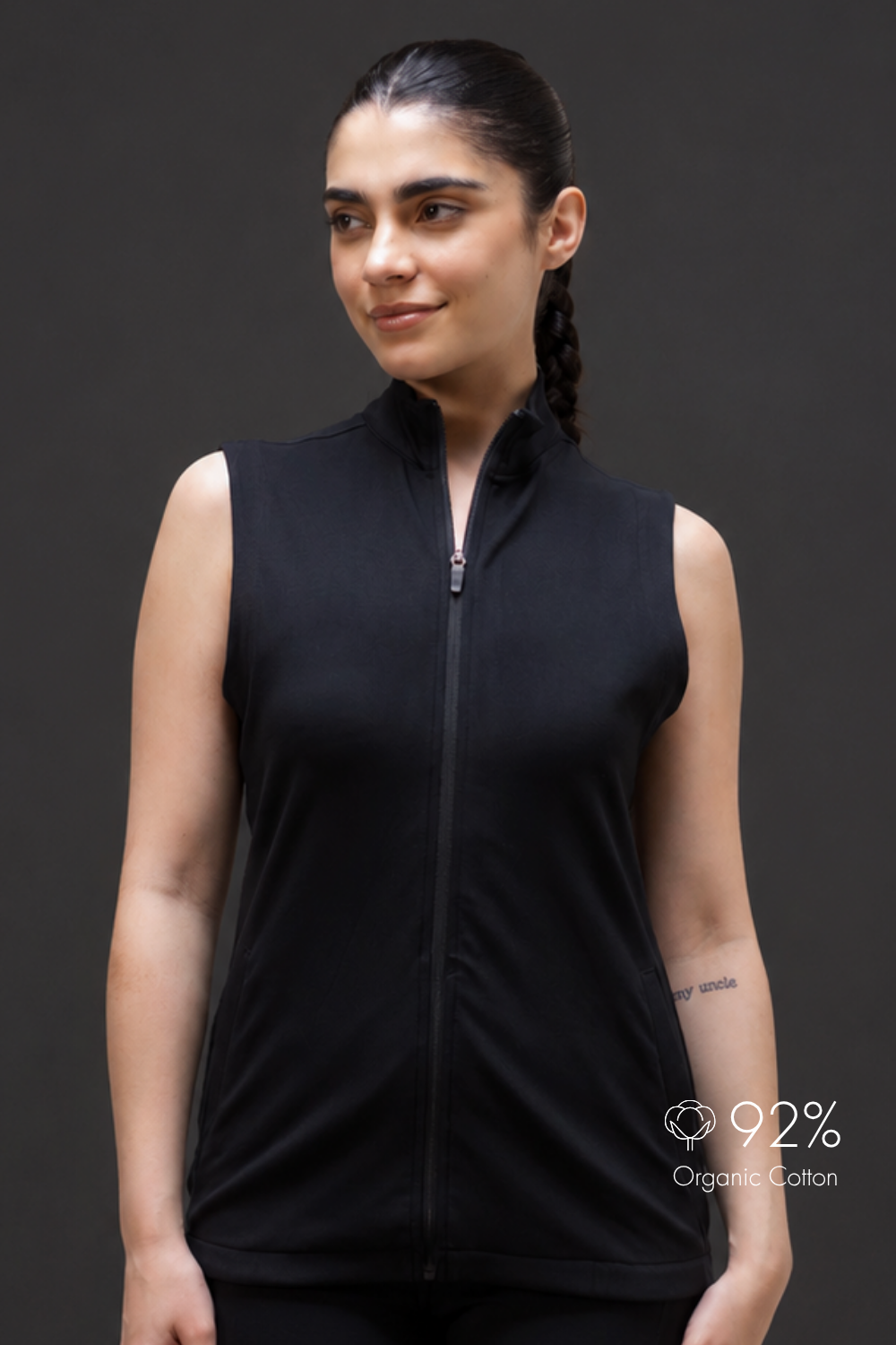Women's Organic Cotton Sleeveless Jacket (Carbon Black)