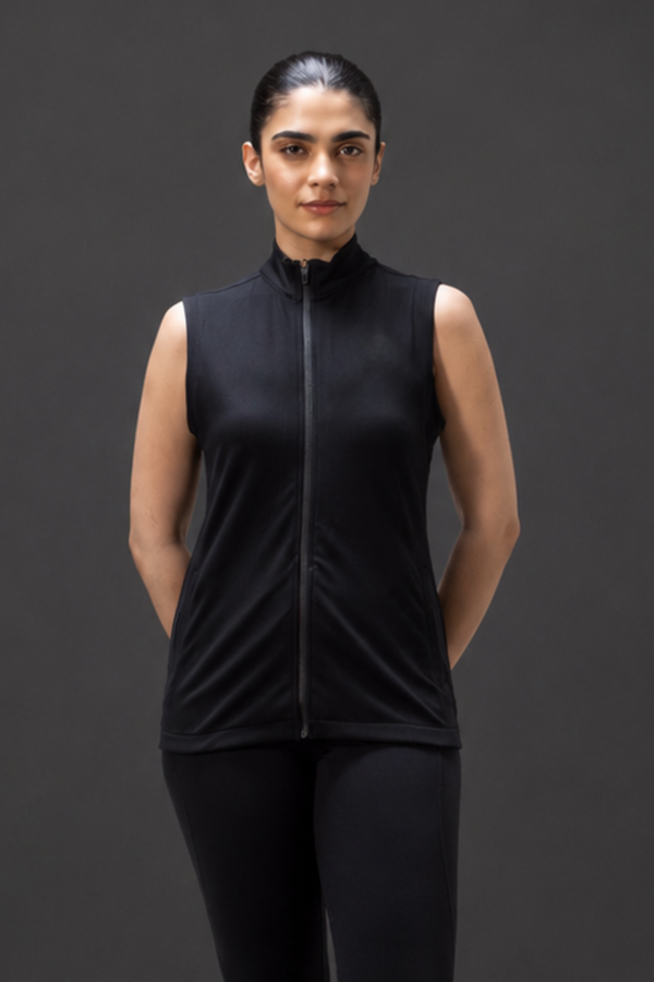 Women's Organic Cotton Sleeveless Jacket (Carbon Black)