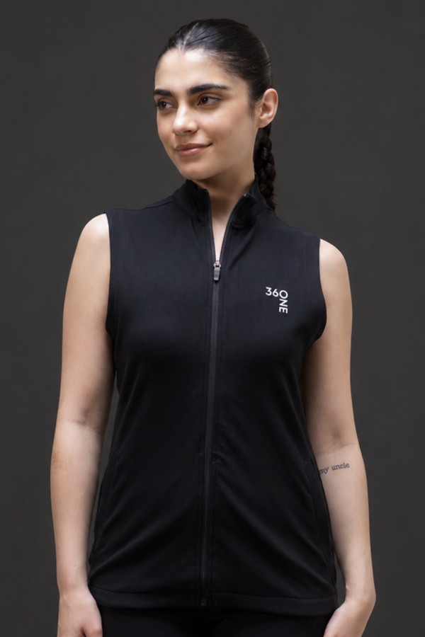 360 ONE Women's Sleeveless Jacket (Carbon Black)