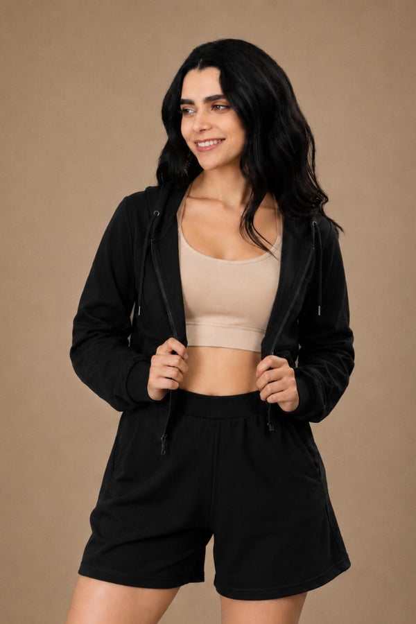 Women’s Cropped Hoodie (Carbon Black)
