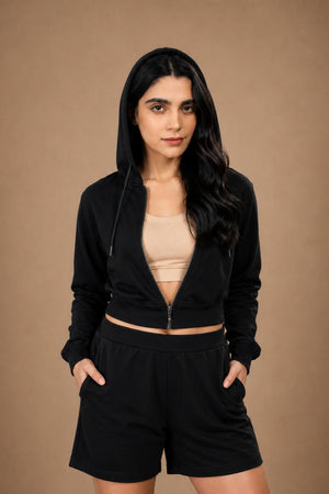 Women’s Cropped Hoodie (Carbon Black)