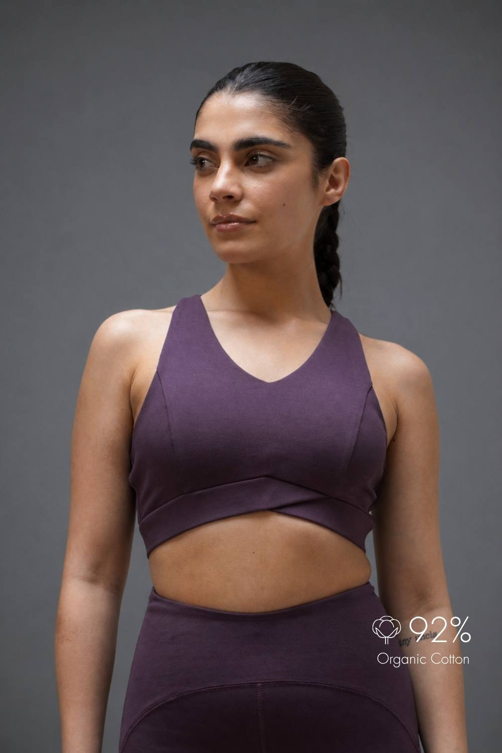 Organic Cotton Max Support Sports Bra (Plum)