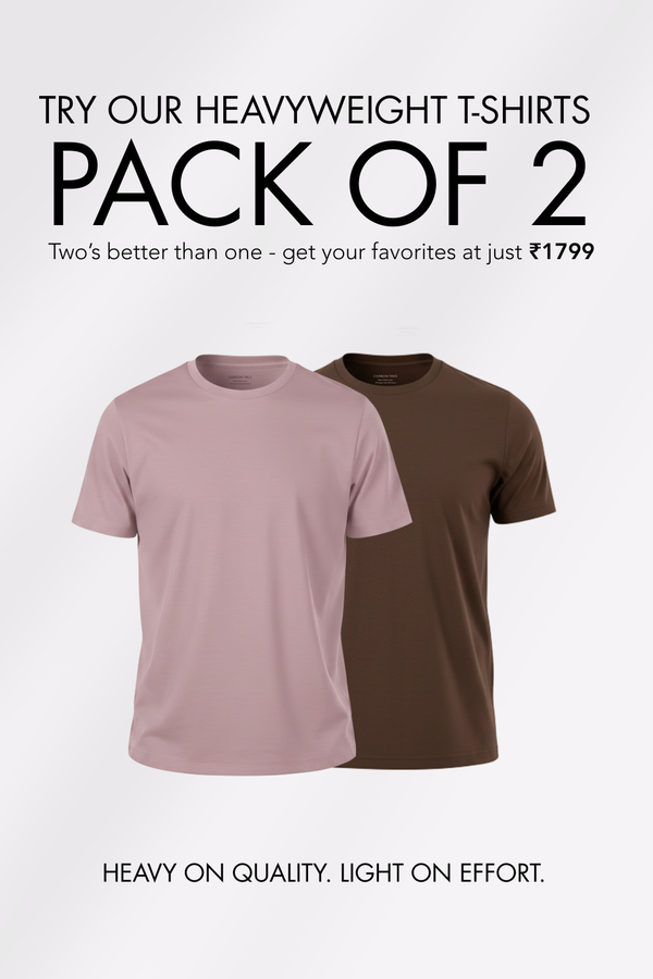Carbon Heavyweight T-Shirt - Adobe Rose & Chicory Coffee - Pack of 2