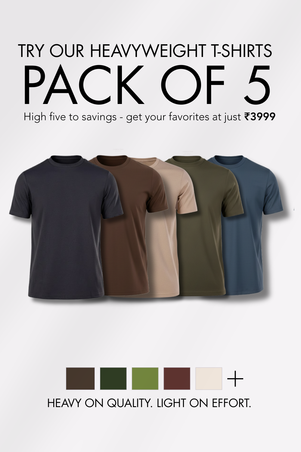 Carbon Heavyweight T-Shirt - Pack of 5