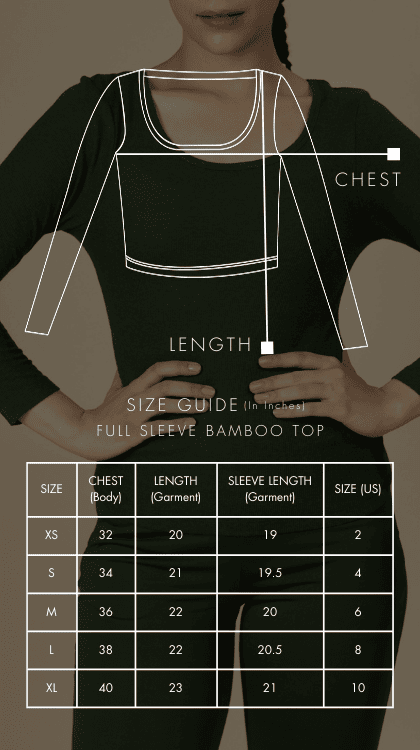 Full Sleeve Bamboo Top – Inches (Mobile)