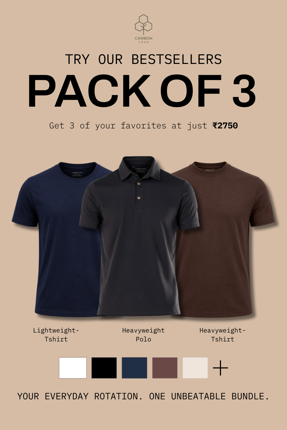 Ultimate Bestseller Combo - Lightweight T-Shirt, Heavyweight T-Shirt, Heavyweight Polo - Pack of 3