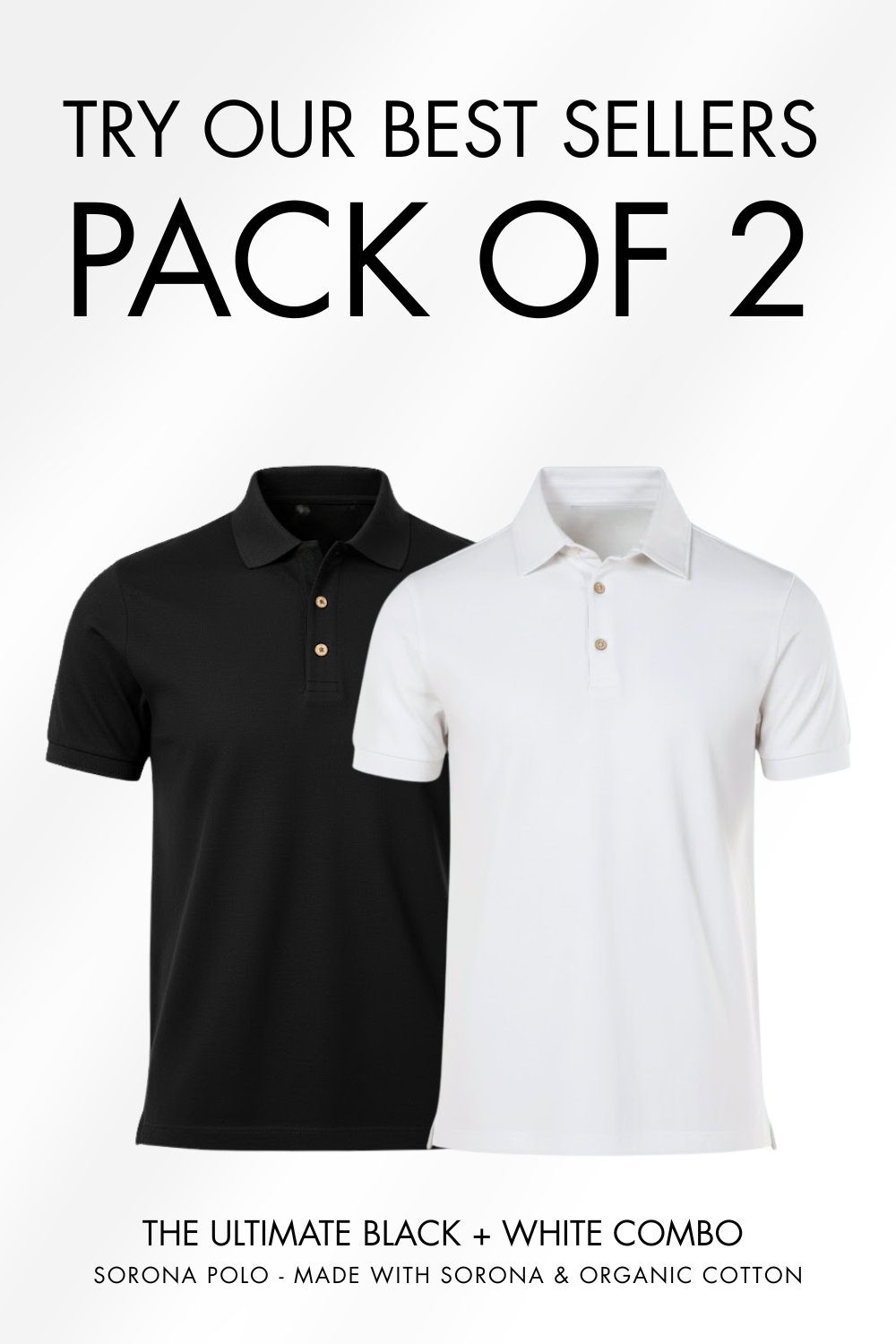 Sorona™ Polo - Black & Chalk - Pack of 2