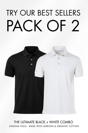 Sorona™ Polo - Black & Chalk - Pack of 2