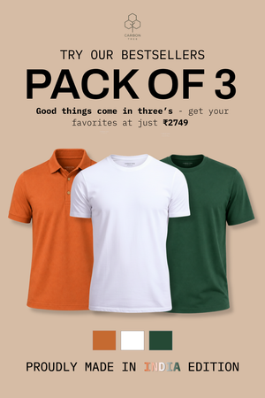 Swadeshi Bundle - Heavyweight Polo, Lightweight T-Shirt, Heavyweight T-Shirt - Pack of 3