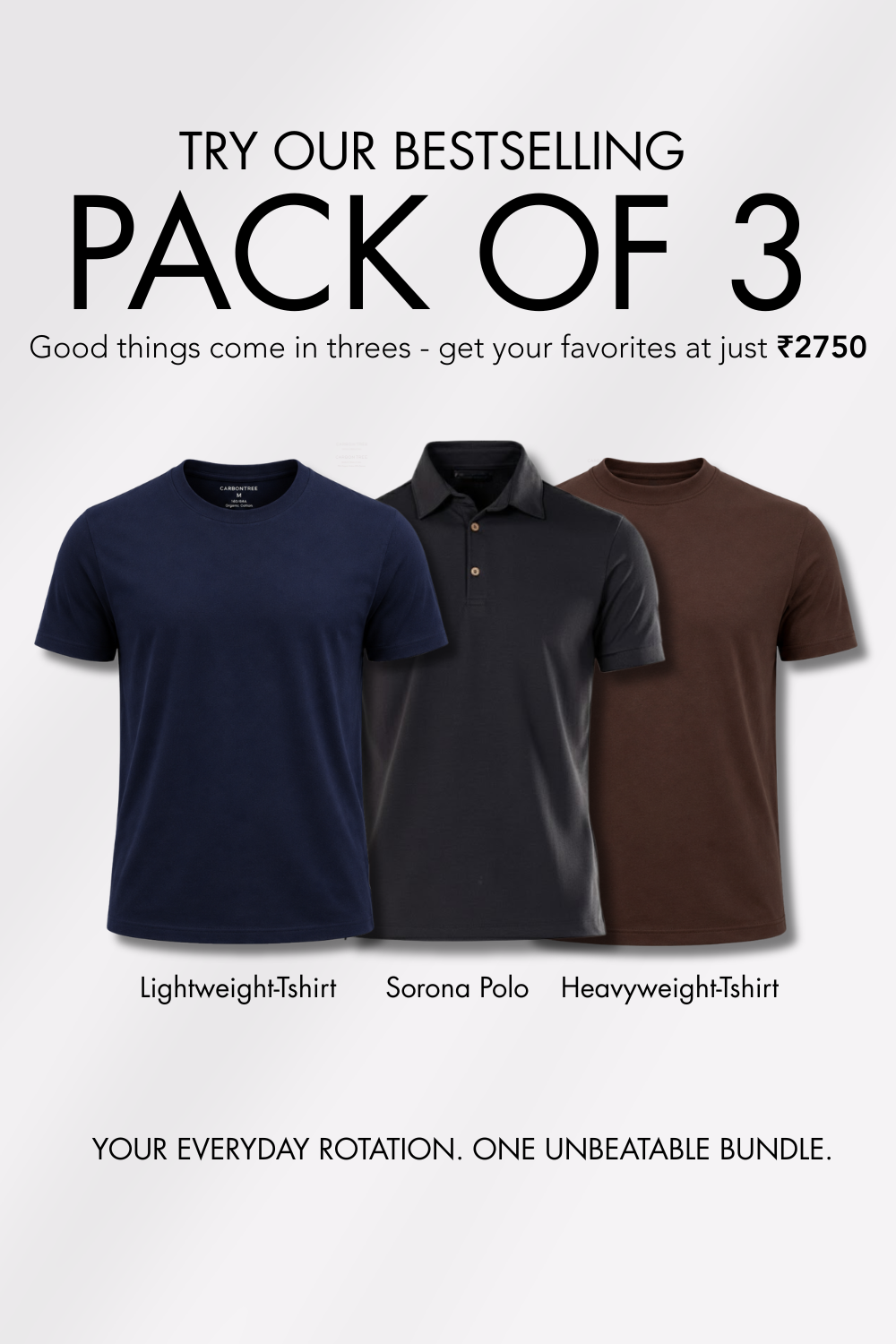Ultimate Bestseller Combo - Lightweight T-Shirt , Heavyweight T-Shirt , Sorona Polo - Pack of 3
