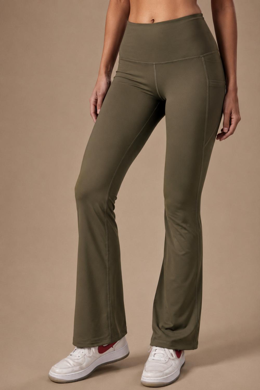 Flared Yoga Leggings (Bio-Poly Edition) (Sage Green)