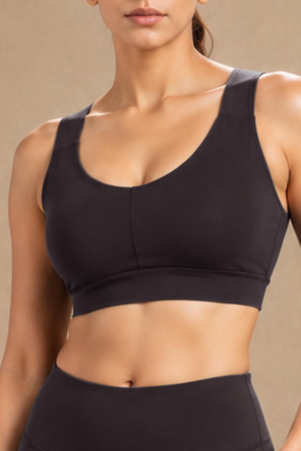 U-Neck Active Bra (Carbon Black)