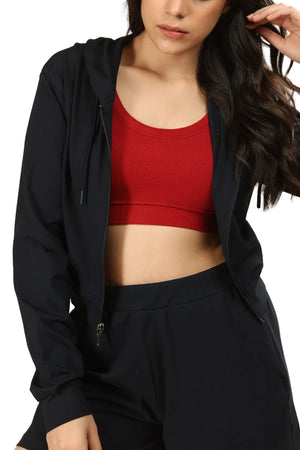 Women’s Organic Cotton Lounge Shorts – High-Waist with Utility Pocket (280 GSM) (Midnight Navy)