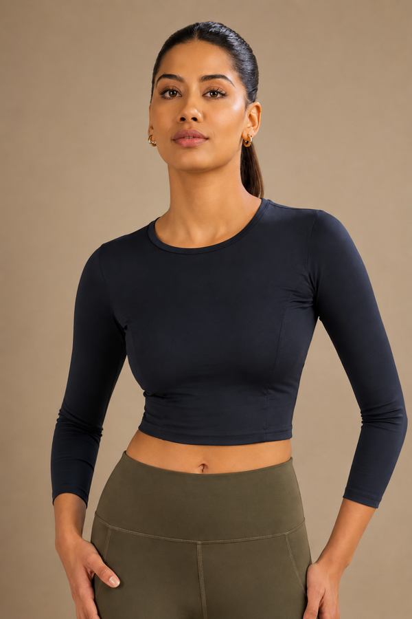 Cropped Active Tee (Midnight Navy)