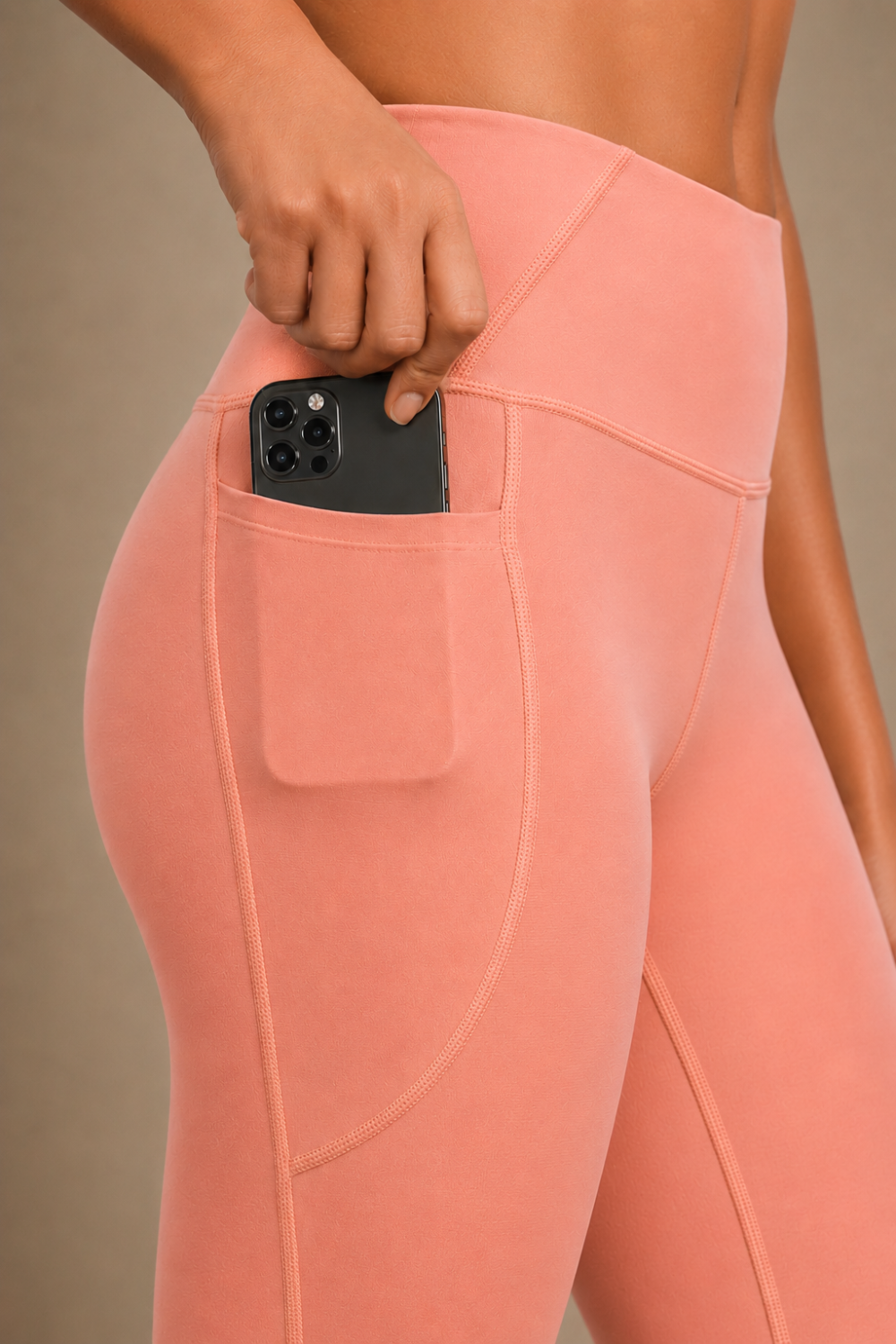 Carbon Sculpt Legging (2 Pockets) (Peach)