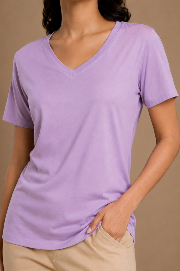 UltraSoft Bamboo V-Neck Lounge Set (Lavender Haze)