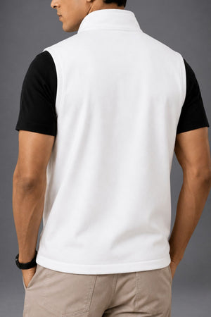 Organic Cotton Men's Sleeveless Jacket (Chalk)