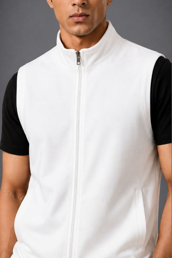 Organic Cotton Men's Sleeveless Jacket (Chalk)
