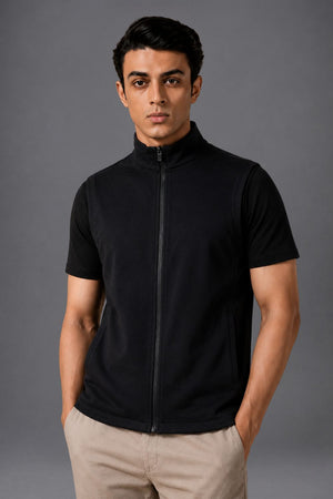 Organic Cotton Men's Sleeveless Jacket (Carbon Black)