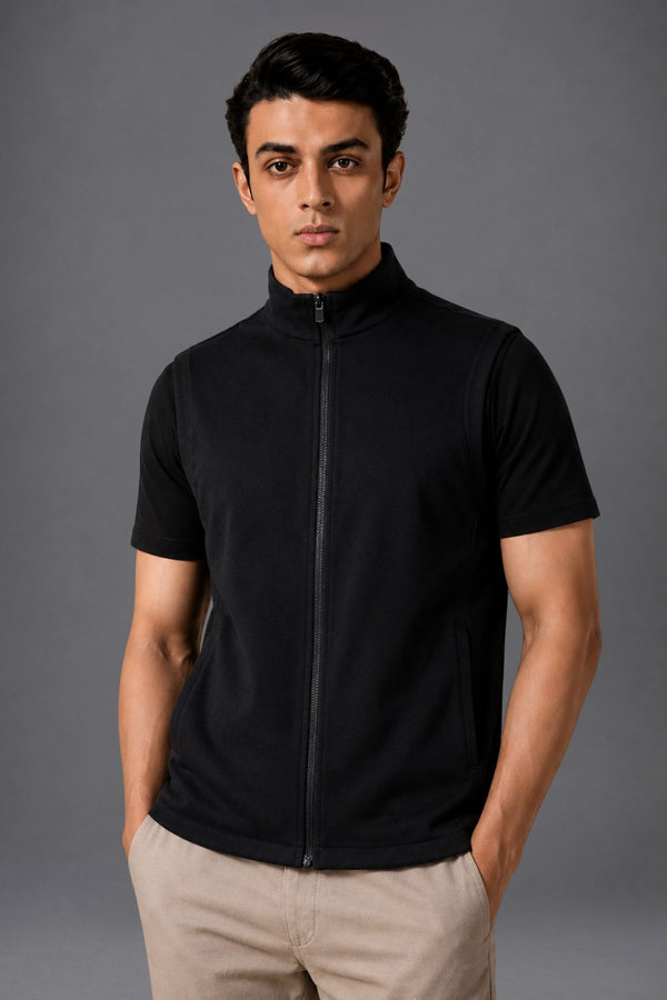 Organic Cotton Men's Sleeveless Jacket (Carbon Black)