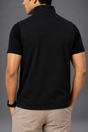 Organic Cotton Men's Sleeveless Jacket (Carbon Black)