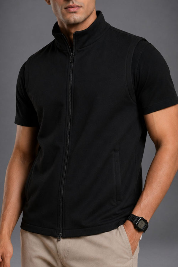 Organic Cotton Men's Sleeveless Jacket (Carbon Black)