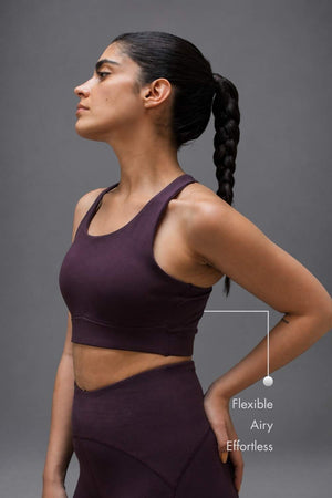 Organic Cotton Full Coverage Bra and High Waist Leggings Set (Plum)